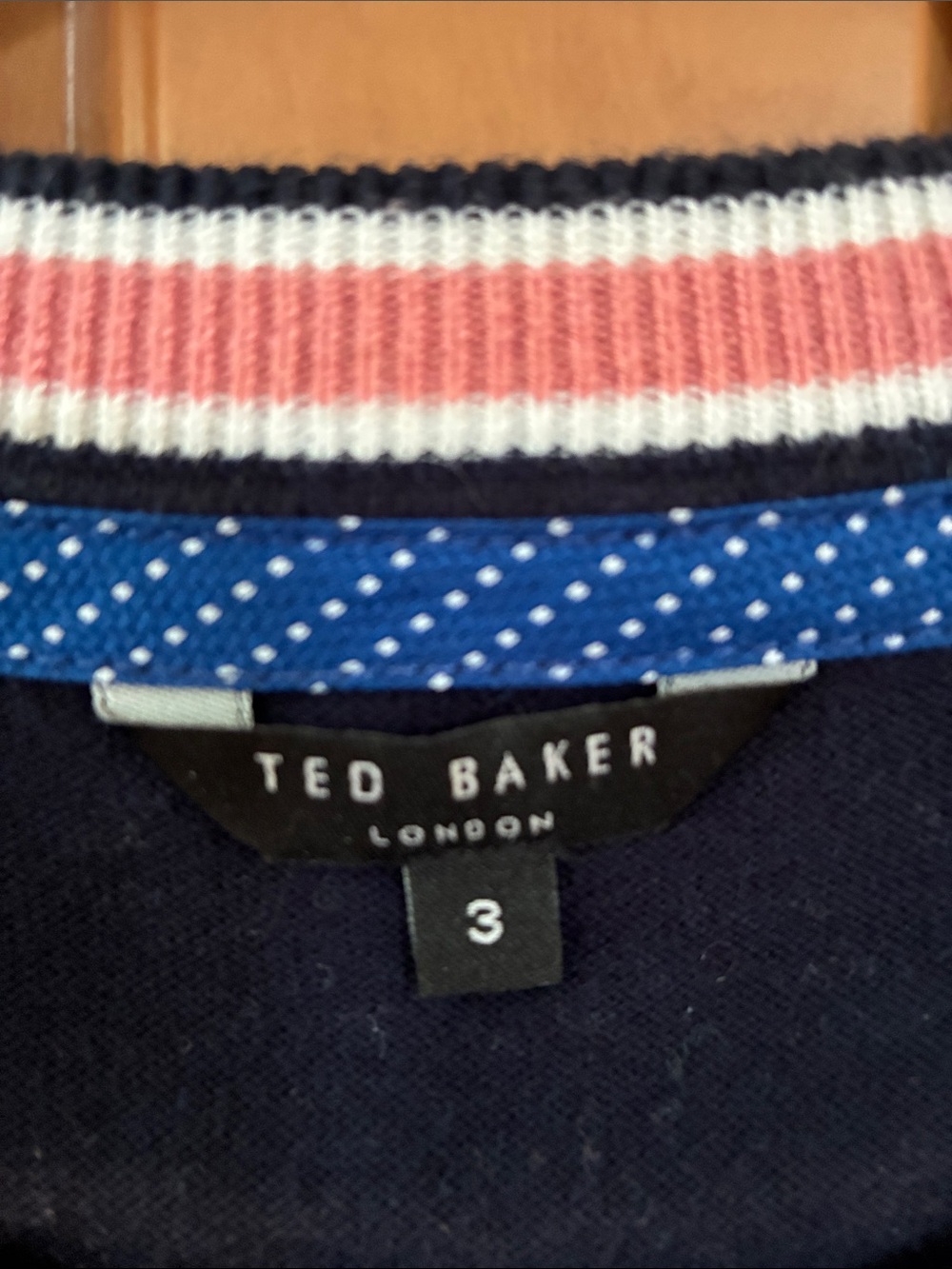 Ted Baker Dark Navy Rib-Detail Crewneck Sweater - Picture 2 of 5
